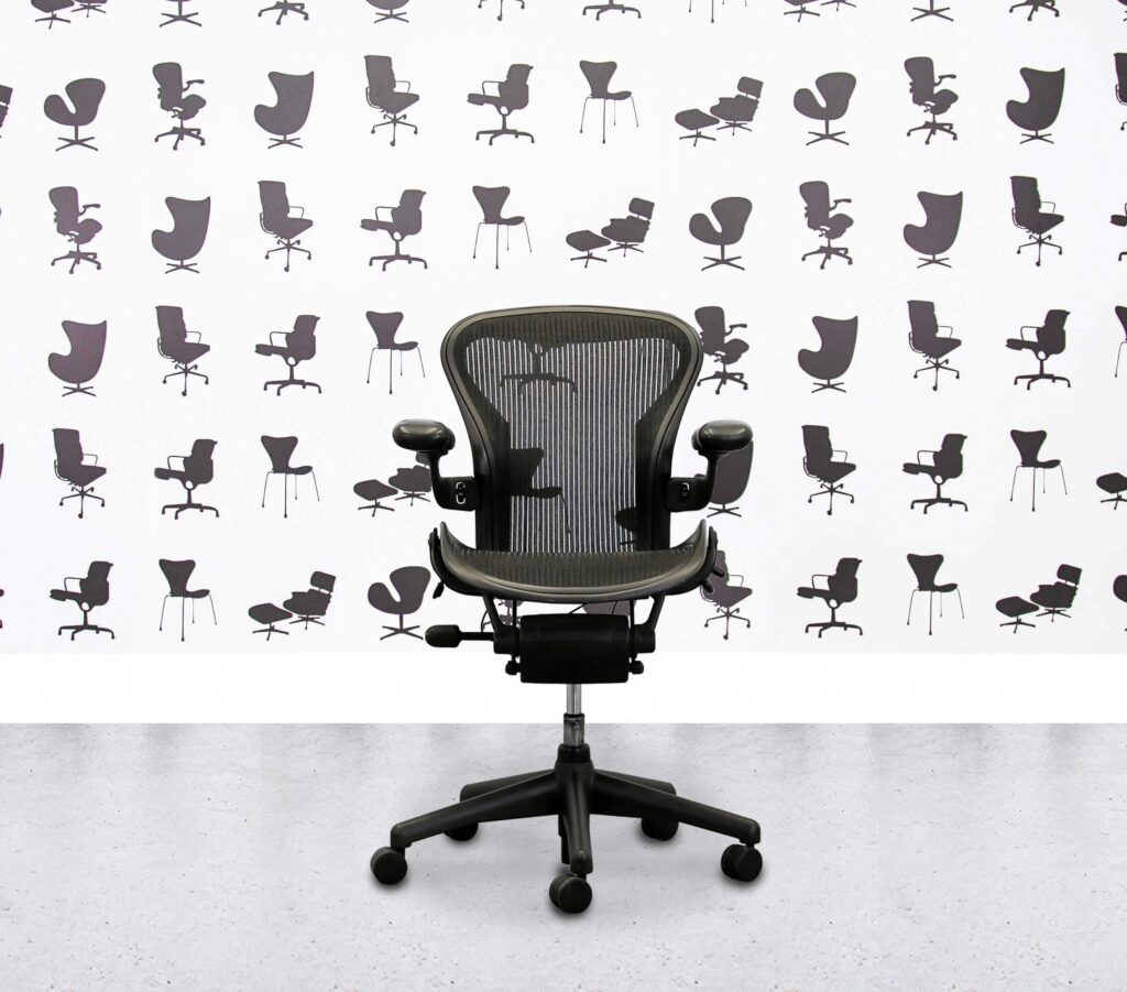 Refurbished Herman Miller Aeron Size A Black Pencil Mesh - No Lumbar