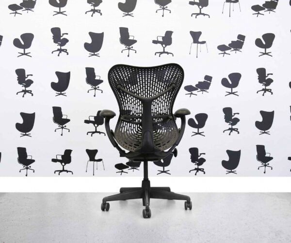 refurbished herman miller mirra chair full spec grey mesh seat black back