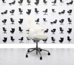 Refurbished Boss Design Coza - Polished Aluminium Base - White Plastic Shell - Grey Seat