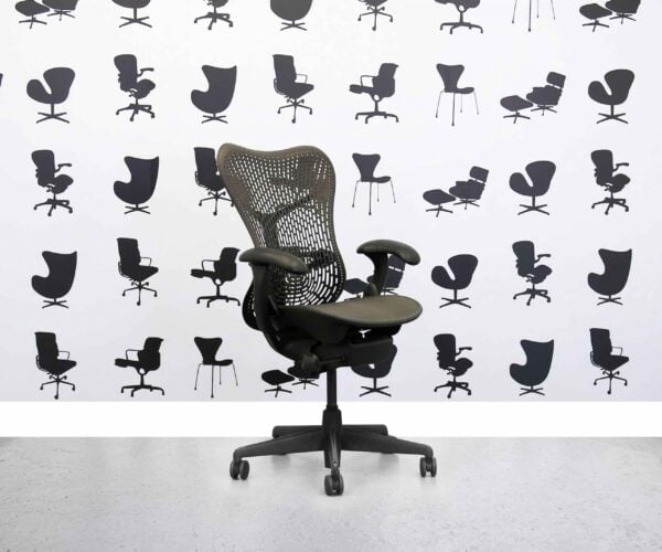 refurbished herman miller mirra chair full spec grey mesh seat black back