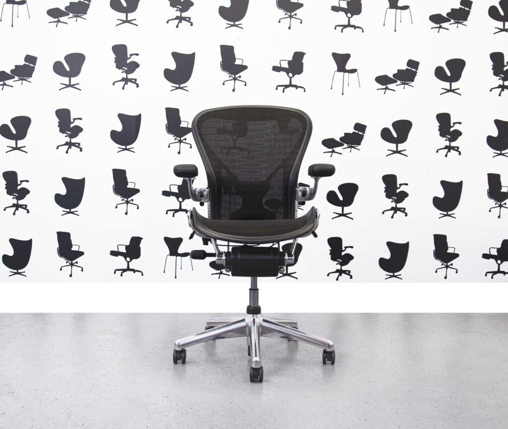 refurbished herman miller aeron size b full spec executive model posture fit polished aluminium