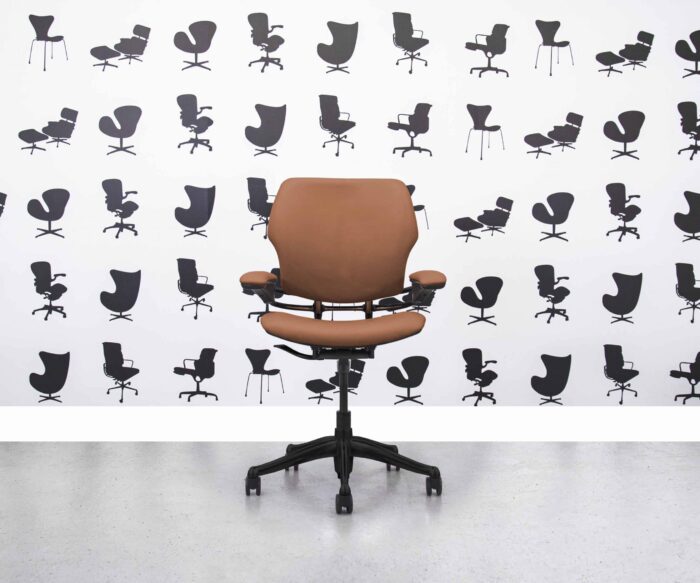 Refurbished Humanscale Freedom Low Back - Black Frame - Autumn Tan Leather - Corporate Spec