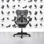 Refurbished Herman Miller Classic Mirra Chair - Grey Mesh Seat Black Back - 4D - Corporate SPec