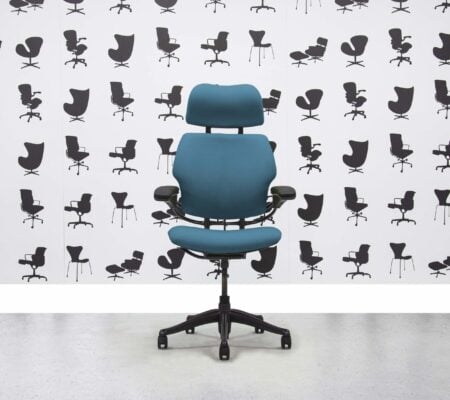 Refurbished Humanscale Freedom High Back with Headrest - Graphite Frame - Montserrat Fabric - Corporate Spec