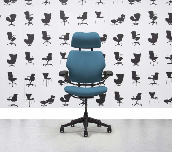 Refurbished Humanscale Freedom High Back with Headrest - Graphite Frame - Montserrat Fabric - Corporate Spec