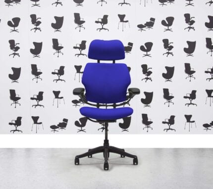 Refurbished Humanscale Freedom High Back with Headrest - Graphite Frame - Ocean Fabric - Corporate Spec