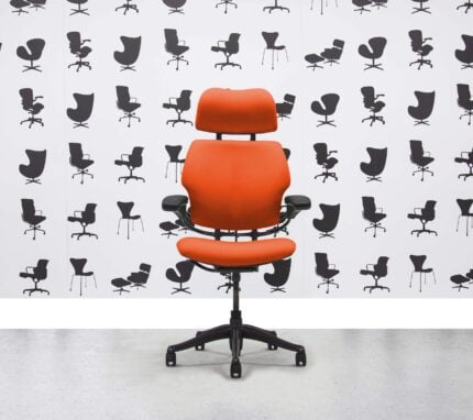 Refurbished Humanscale Freedom High Back with Headrest - Graphite Frame - Olympic Fabric - Corporate Spec