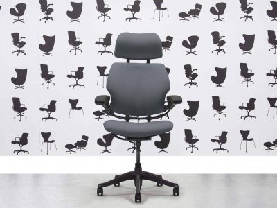 HOMEPAGE 62 Refurbished Humanscale Freedom High Back with Headrest - Graphite Frame - Paseo Fabric - Corporate Spec