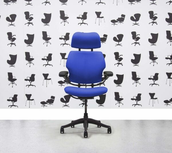 Refurbished Humanscale Freedom High Back with Headrest - Graphite Frame - Scuba Fabric - Corporate Spec