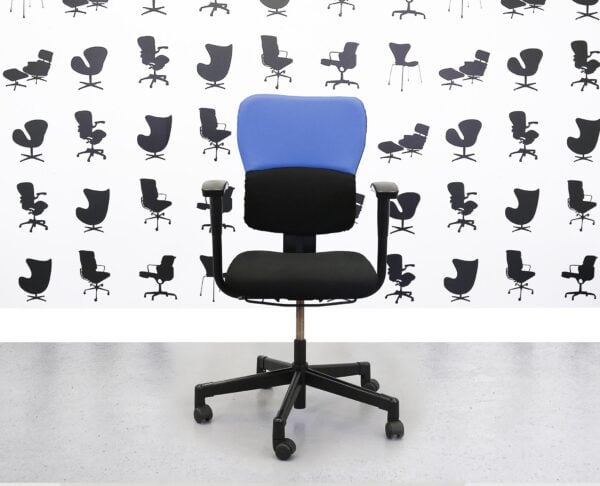 Refurbished Steelcase Lets B Chair - Black Seat with Black & Bluebell Back YP097 - Corporate Spec