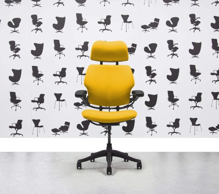 Refurbished Humanscale Freedom High Back with Headrest - Graphite Frame - Solano Fabric - Corporate Spec