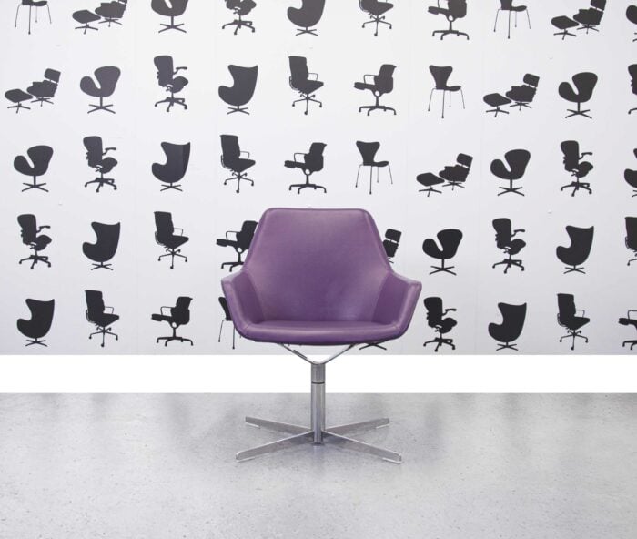 Refurbished Hitch Mylius HM86A Swivel Low Back Armchair - Purple Leather - Corporate Spec