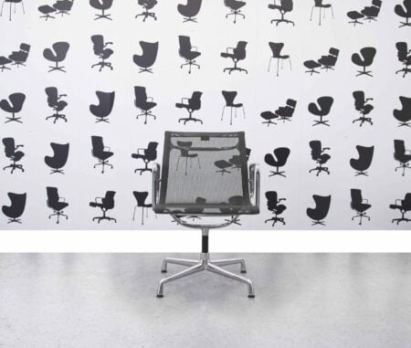 Gereviseerde Vitra Charles Eames EA108 bureaustoel - grijs mesh en verchroomd frame - bedrijfsspecificatie
