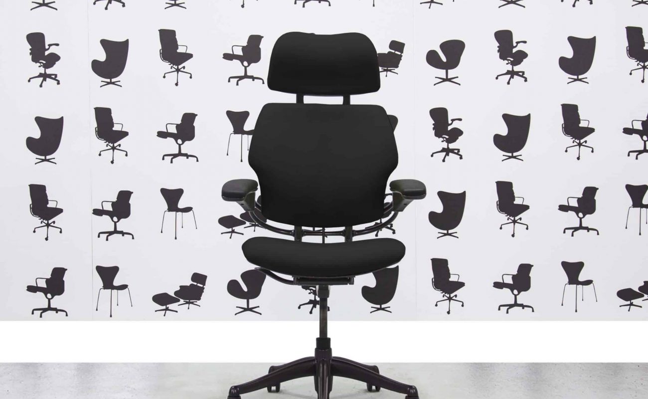 Refurbished Humanscale Freedom High Back with Headrest - Black Fabric - Corporate Spec