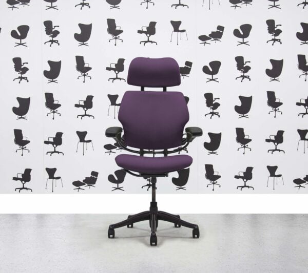 Refurbished Humanscale Freedom High Back with Headrest - Graphite Frame - Tarot Fabric - Corporate Spec