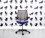 Gereviseerde Humanscale Liberty Task Chair - Chrome Grey Mesh - Ocean Blue Seat - Corporate Spec