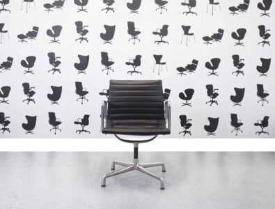 Refurbished Vitra EA108 - Black Leather - Polished Aluminium - Corporate Spec