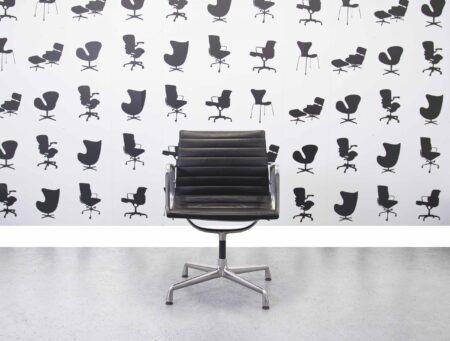 Refurbished Vitra EA108 - Black Leather - Polished Aluminium - Corporate Spec