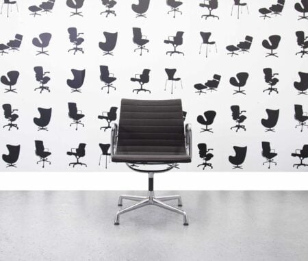 Refurbished Vitra Charles Eames EA108 Office Chair - Grey Fabric and Chrome Frame - Corporate Spec