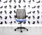 Gereviseerde Humanscale Liberty Task Chair - Chrome Grey Mesh - Bluebell Zitting - Corporate Spec