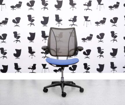 Refurbished Humanscale Liberty Task Chair - Chrome Grey Mesh - Bluebell Seat - Corporate Spec
