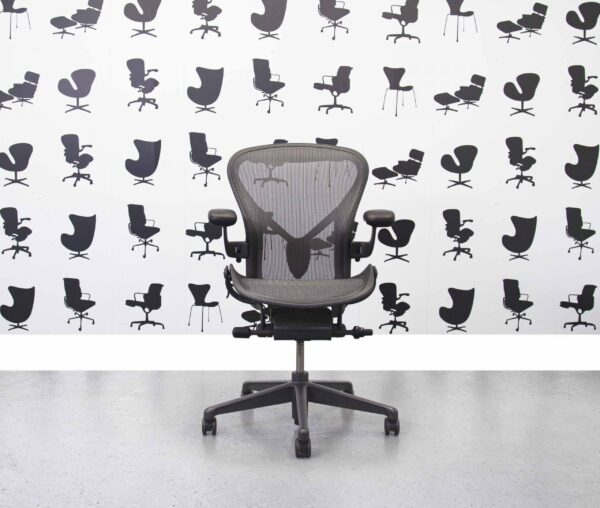 Refurbished Herman Miller Aeron Remastered - Size B - Graphite Grey - Full Spec - Fixed Posture Fit - Corporate Spec