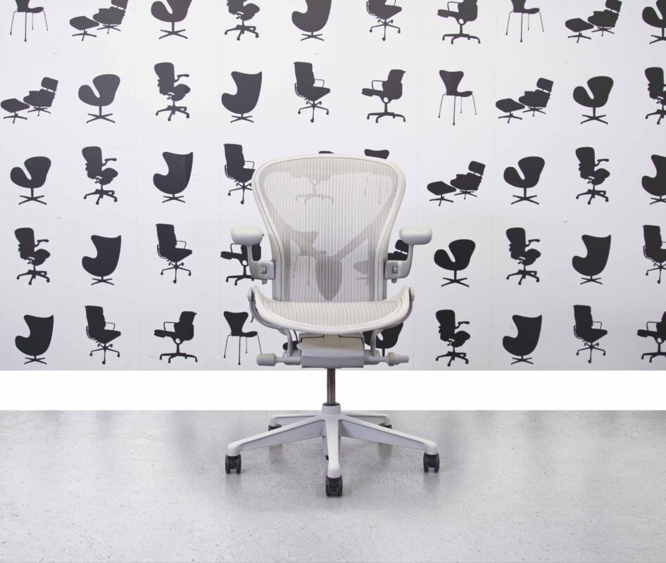 Refurbished Herman Miller Aeron Remastered - Size B - Mineral - Full Spec - Fixed Posture Fit - Corporate Spec