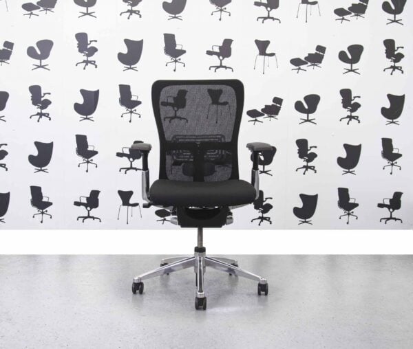 Refurbished Haworth Zody Desk Chair FULL SPEC - Black Mesh and Seat - Corporate Spec