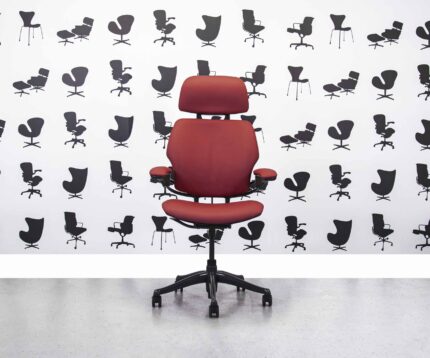 Refurbished Humanscale Freedom High Back with Headrest - Rosetta Red Leather - Corporate Spec