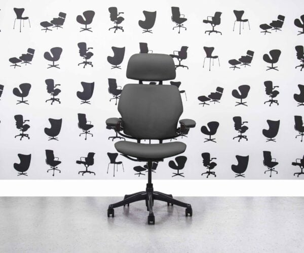 Refurbished Humanscale Freedom High Back with Headrest - Grigio Grey Leather - Corporate Spec