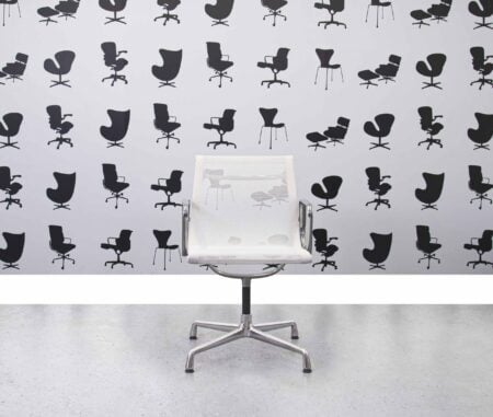 Refurbished Vitra Charles Eames EA108 Office Chair - White Mesh and Aluminium Frame - Corporate Spec