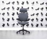 Refurbished Humanscale Freedom High Back with Headrest - Maron Dark Brown Leather - Corporate Spec