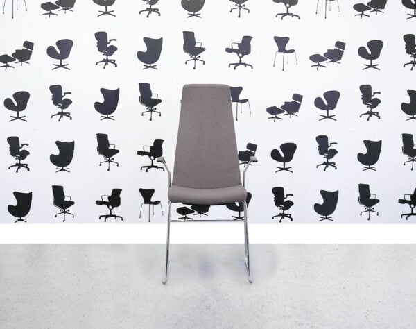 Refurbished Allermuir CF2A Stackable Meeting Chair - Dark Grey Fabric - Chrome Legs - Corporate Spec