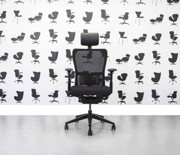 Refurbished Haworth Zody Desk Chair w/ Headrest - Mesh Black - Corporate Spec