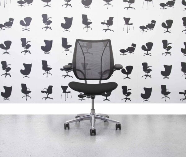 Refurbished Humanscale Liberty Task Chair - Black Mesh - Black Seat - Polished Aluminium - Corporate Spec