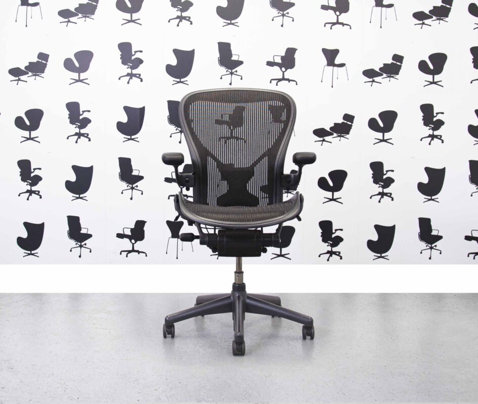 Refurbished Herman Miller Aeron Size C - Classic Version - Graphite Grey - With Posture Fit - FULL SPEC - Corporate Spec
