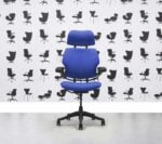 Refurbished Humanscale Freedom High Back with Headrest - Graphite Frame - Curacao Fabric - Corporate Spec