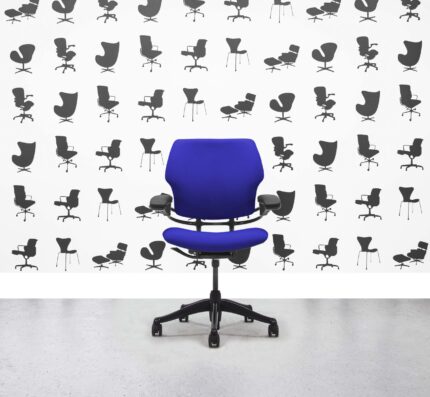 Refurbished Humanscale Freedom Low Back Task Chair - Ocean Blue - Black Frame - Corporate Spec