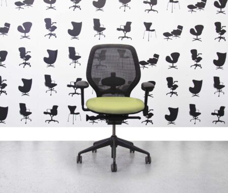 Refurbished Orangebox Ara Full Spec - Chrome Back - Black Mesh - Apple Fabric - Corporate Spec