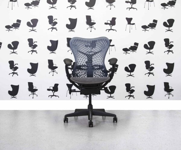 Refurbished Herman Miller Mirra Chair Full Spec - Blue Back and Blue Mesh Seat - Corporate Spec