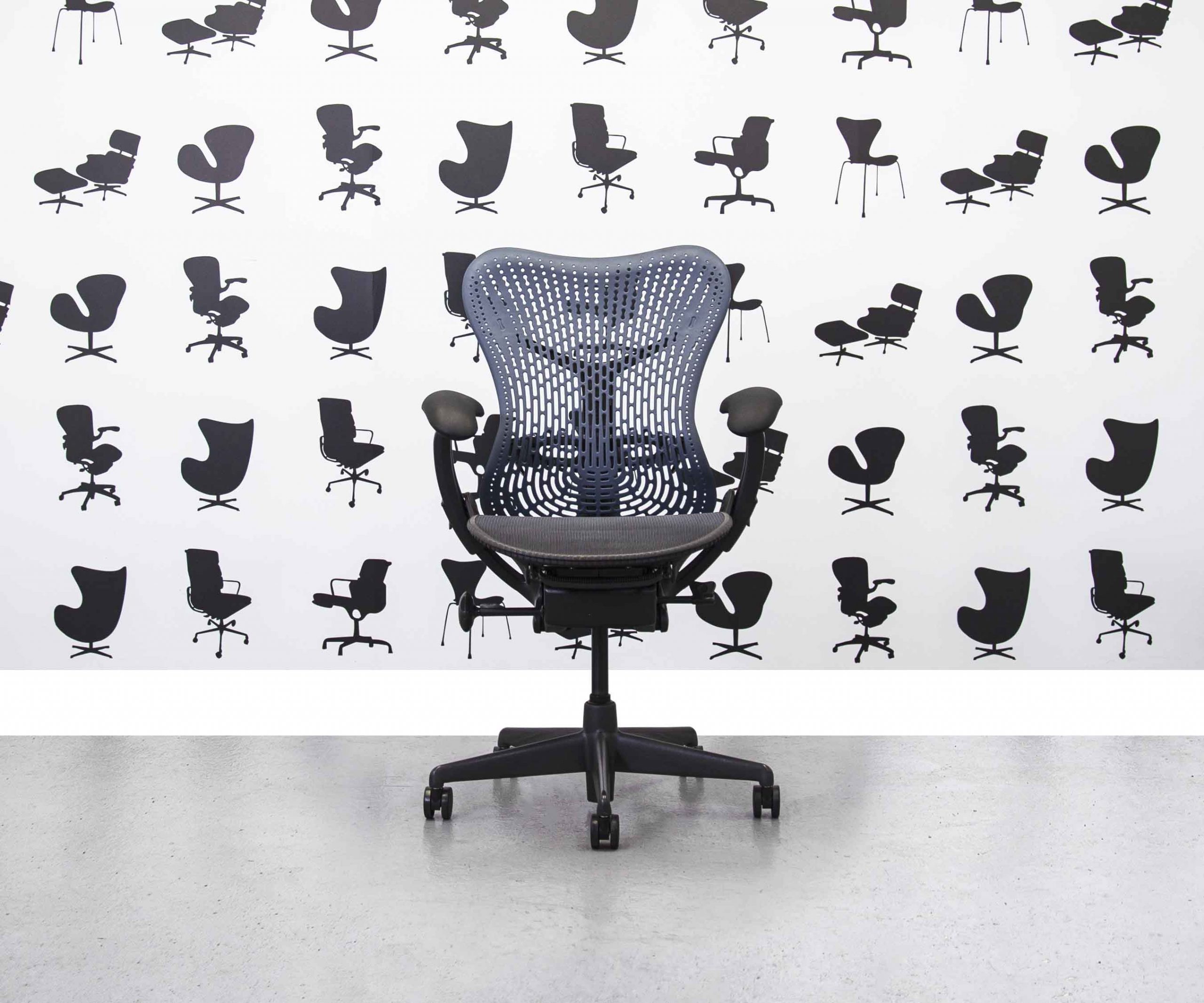Refurbished Herman Miller Mirra Chair Full Spec - Blue Back and Blue Mesh Seat - Corporate Spec Refurbished Herman Miller Mirra Chair Full Spec - Blue Back and Blue Mesh Seat - Corporate Spec
