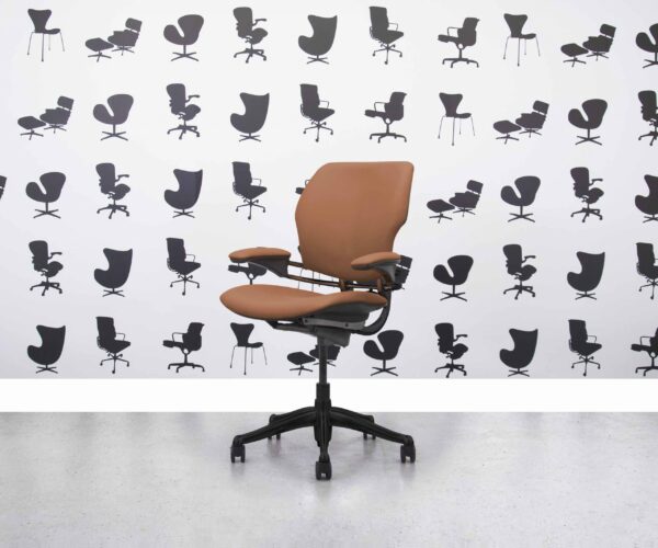 Refurbished Humanscale Freedom Low Back - Black Frame - Autumn Tan Leather - Corporate Spec 1