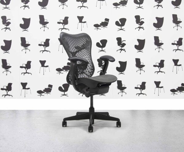 Refurbished Herman Miller Classic Mirra Chair - Grey Mesh Seat Black Back - 4D - Corporate SPec 1