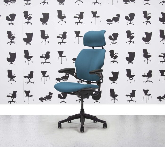 Refurbished Humanscale Freedom High Back with Headrest - Graphite Frame - Montserrat Fabric - Corporate Spec 1