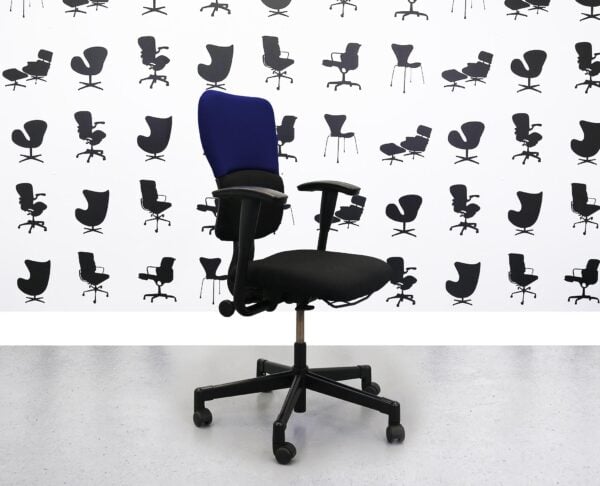 Refurbished Steelcase Lets B Chair - Black Seat with Black & Ocean Blue Back - YP100 - Corporate Spec 1
