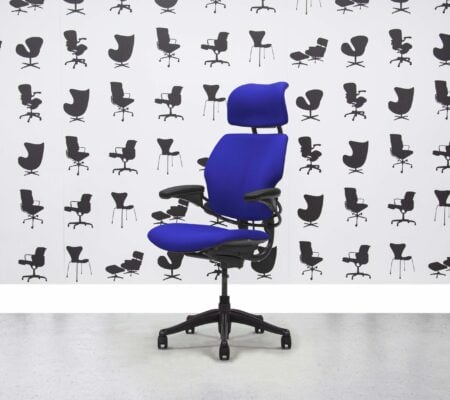 Refurbished Humanscale Freedom High Back with Headrest - Graphite Frame - Ocean Fabric - Corporate Spec 1