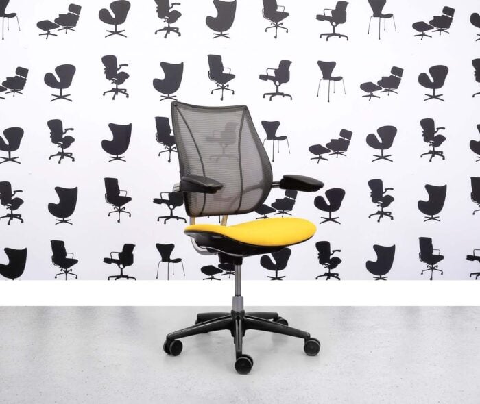 Refurbished Humanscale Liberty Task Chair - Chrome Grey Mesh - Solano Yellow Seat - Corporate Spec 3
