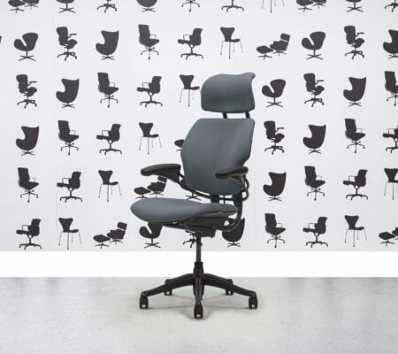 Refurbished Humanscale Freedom High Back with Headrest - Graphite Frame - Paseo Fabric - Corporate Spec 1