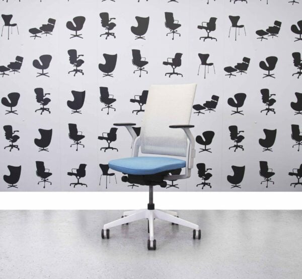 Refurbished Senator Ecoflex Office Chair - White Frame - Bluebell - Corporate Spec 1