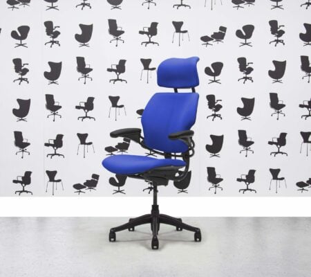 Refurbished Humanscale Freedom High Back with Headrest - Graphite Frame - Scuba Fabric - Corporate Spec 1